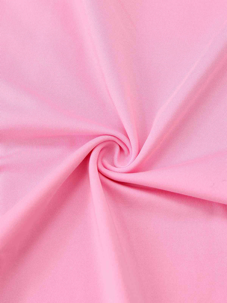 2PCS Pink 1950s Solid Heart Hollow Vest & Pants
