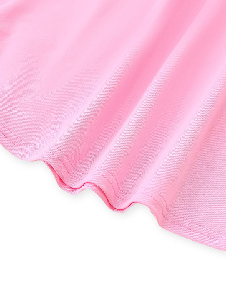 2PCS Pink 1950s Solid Heart Hollow Vest & Pants