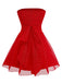 1950s Bandeau Solid Glitter Back Bow Skater Dress