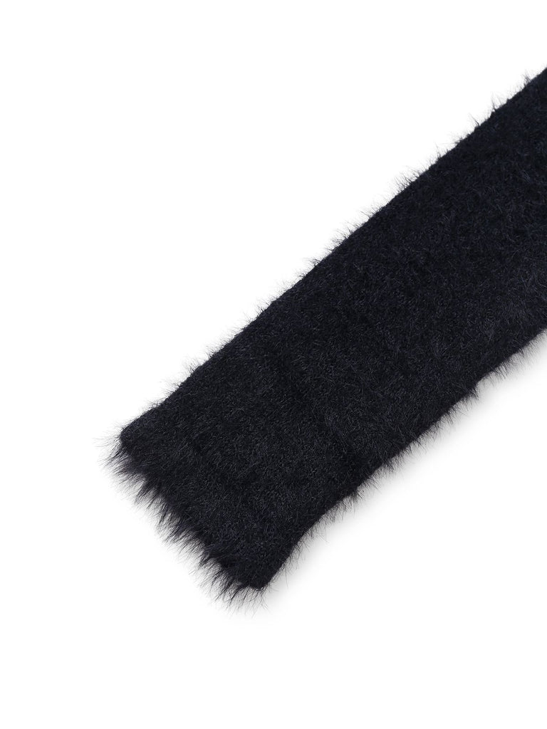 Black 1970s Halloween Pumpkin Faux Mink Sweater