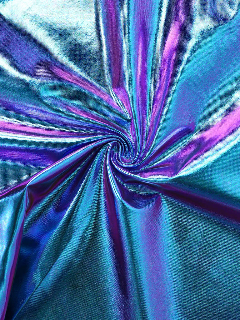 1980s Metallic Futuristic Party Mini Dress