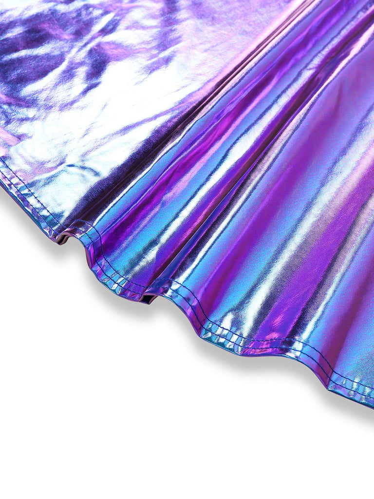 1980s Metallic Futuristic Party Mini Dress