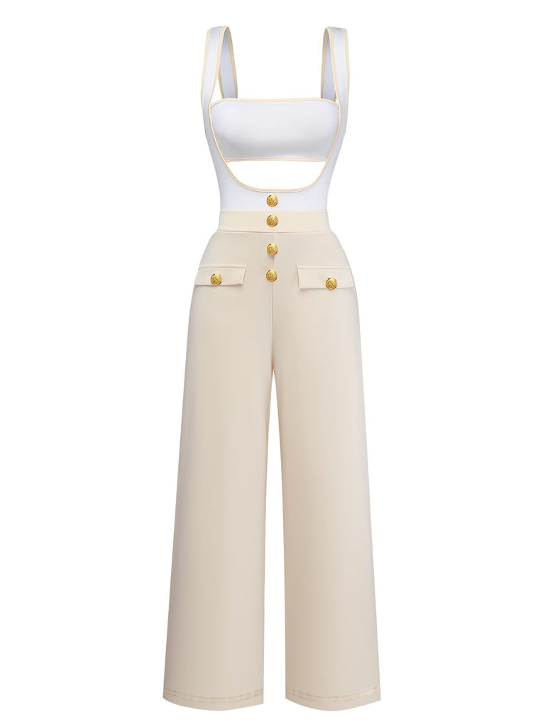 1950s Strapless Cut-Out Patchwork Jumpsuit Set