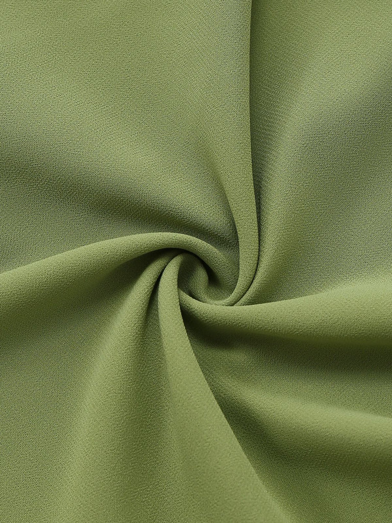 Green 1930s Halter Mesh Backless Chiffon Midi Dress