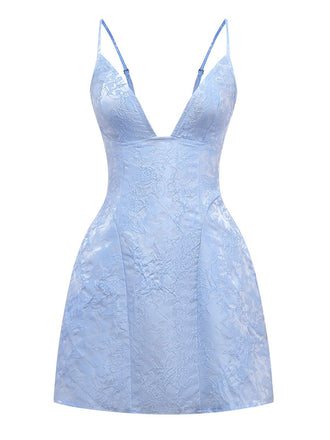 1960s Deep V Floral Lace Bow Strap Dress