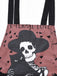 Black 1970s Halloween Gothic Skeleton Print Suspender Jumpsuit