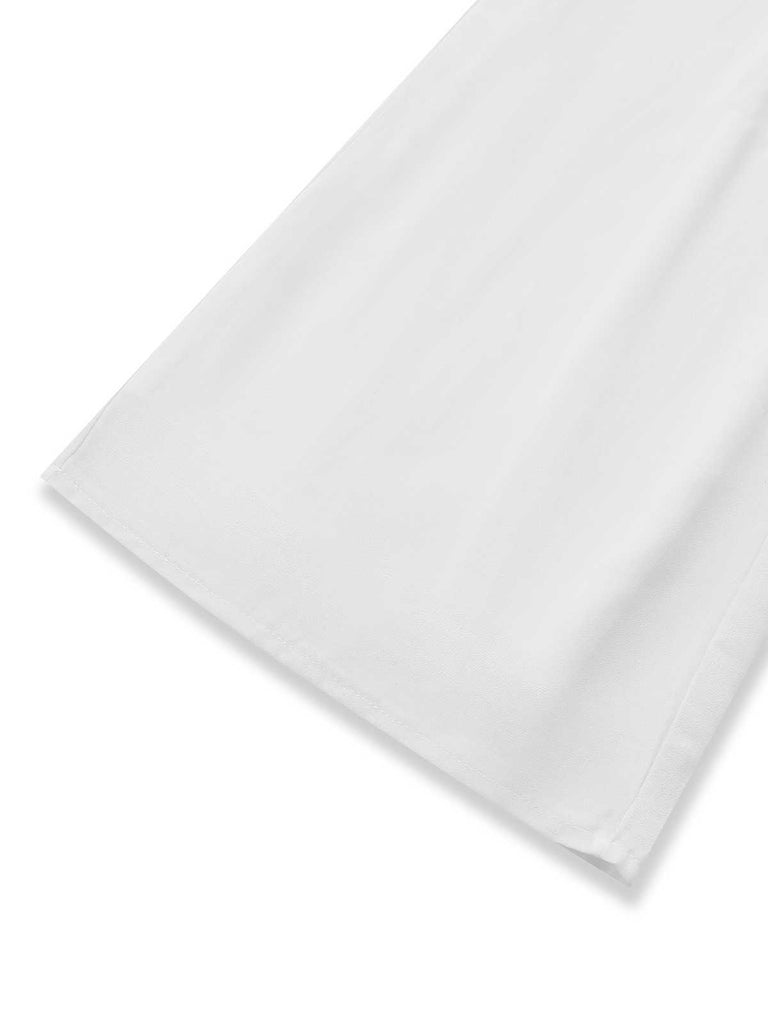 White 1970s Mesh Floral Embroidered Jumpsuit