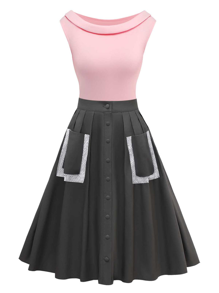 [Pre-Sale] 2PCS 1950s Boat Neck Top & Pocket Cotton Pleated Skirt