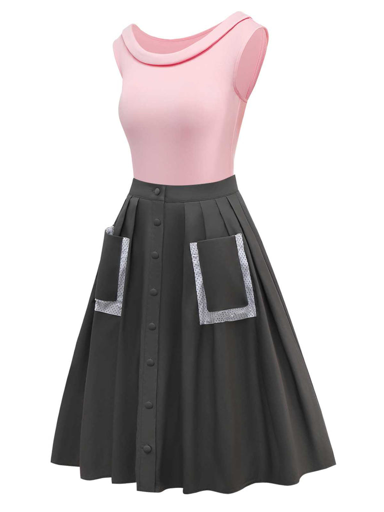 [Pre-Sale] 2PCS 1950s Boat Neck Top & Pocket Cotton Pleated Skirt