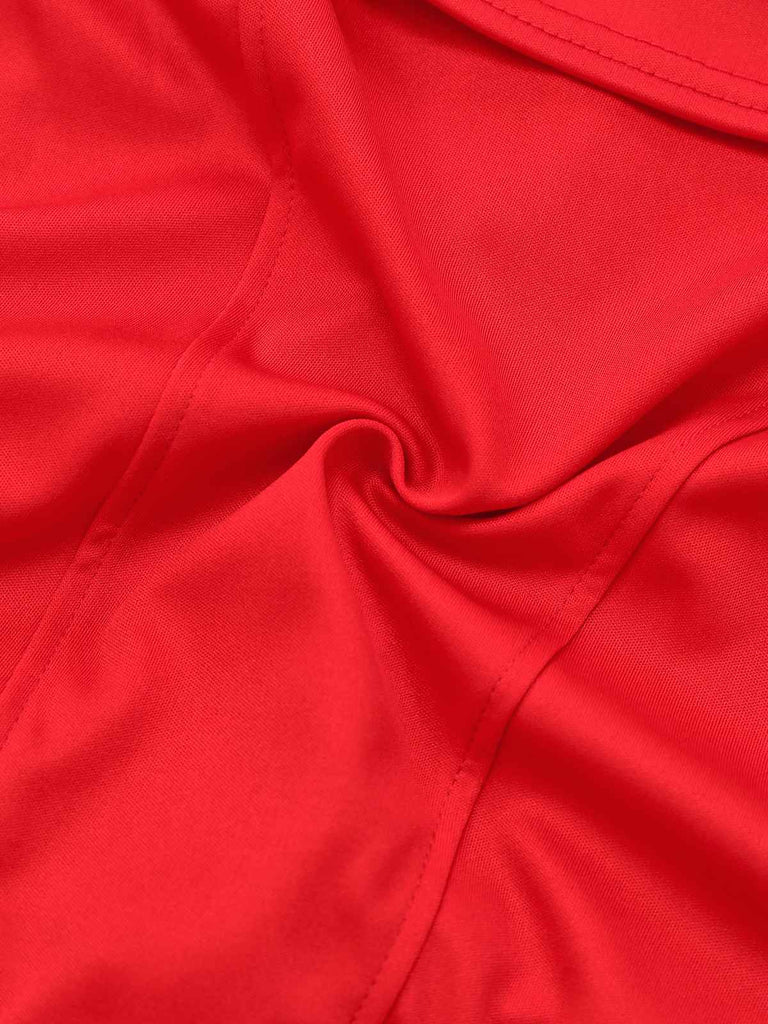 1950s Solid Basque Waist Strapless Bubble Dress