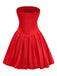 1950s Solid Basque Waist Strapless Bubble Dress