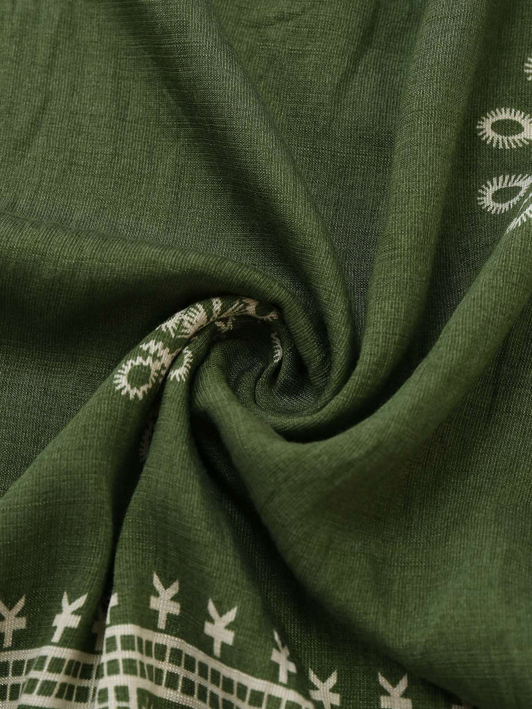 Green 1970s Wide-Legs Bohemian Bandeau Jumpsuit