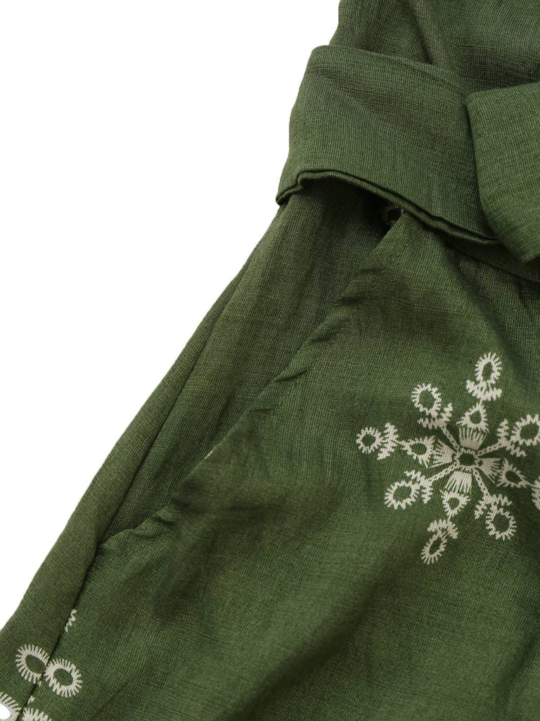 Green 1970s Wide-Legs Bohemian Bandeau Jumpsuit