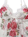 White 1930s Lace Floral Mesh Spaghetti Straps Nightgown