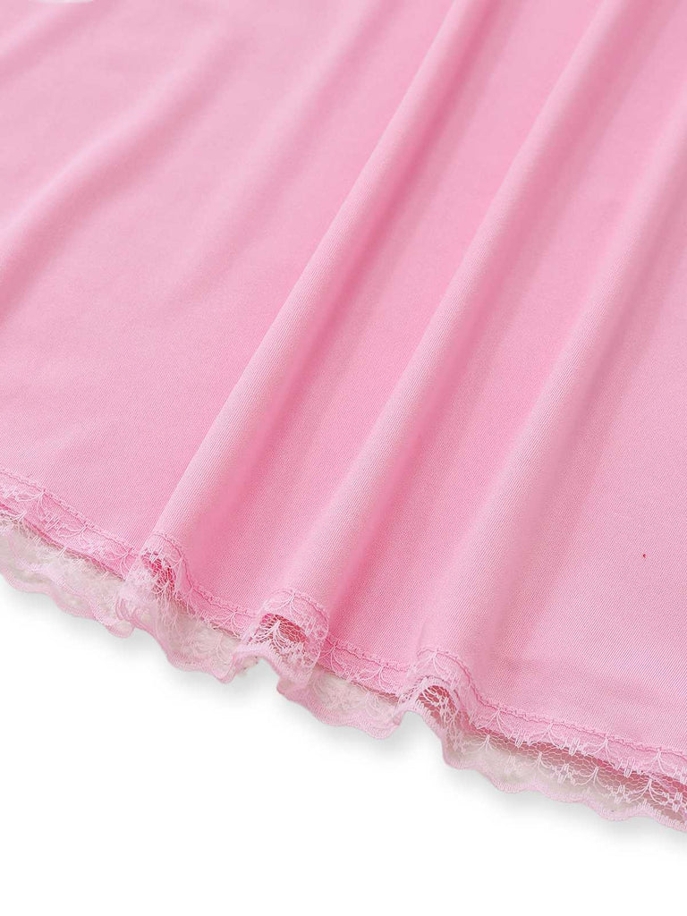 1940s Spaghetti Strap Lace Bow Nightgown