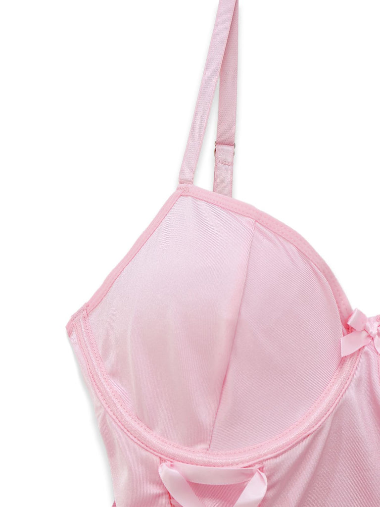 1960s Lace Trimmed Corset Bodysuit Set