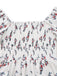 White 1950s Square Neck Puff Sleeve Floral Dress