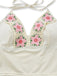 1950s Embroidered Handmade Floral High Waist Bikini Set