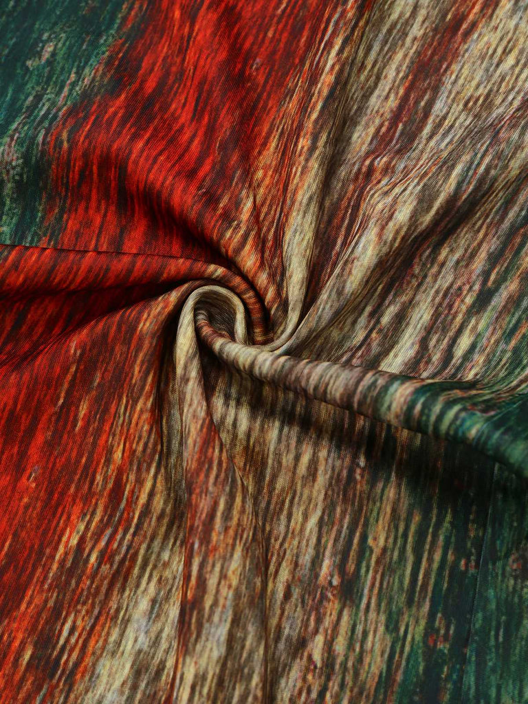 Multicolor 1970s V-Neck Belted Jumpsuit