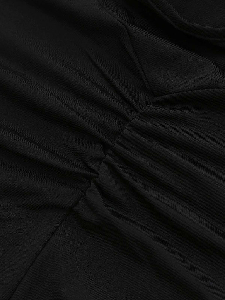 Black 1970s Strapless Lace Panel Flared Jumpsuit