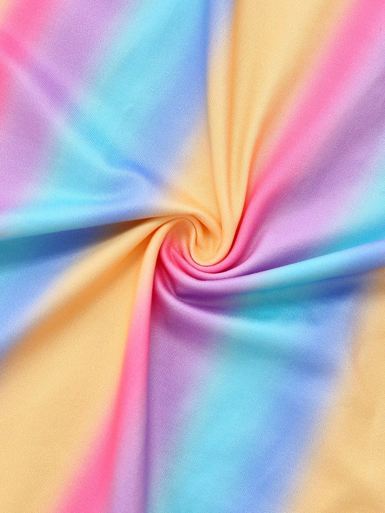 1970s Rainbow Stripe Sleeveless Wide-Leg Jumpsuit