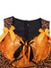 Orange 1960s Halloween Pumpkin Spiderweb Puff-Sleeve Dress