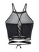 1950s Punk Halter Backless Lace-Up Crop Top