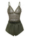 Green 1950s Solid Lace & Satin Pajama Set
