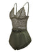 Green 1950s Solid Lace & Satin Pajama Set
