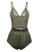 Green 1950s Solid Lace & Satin Pajama Set