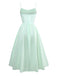 Green 1940s U-Neck Solid Jacquard Pure Cotton Dress