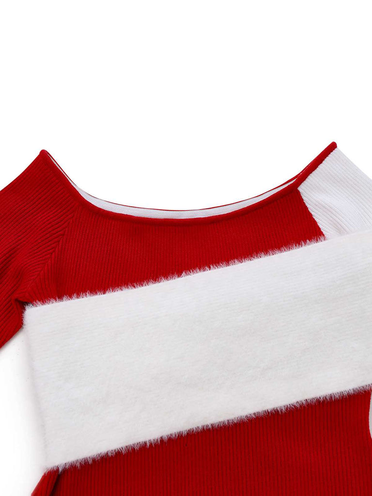 1960s Off-Shoulder Colorblock Bodycon Dress