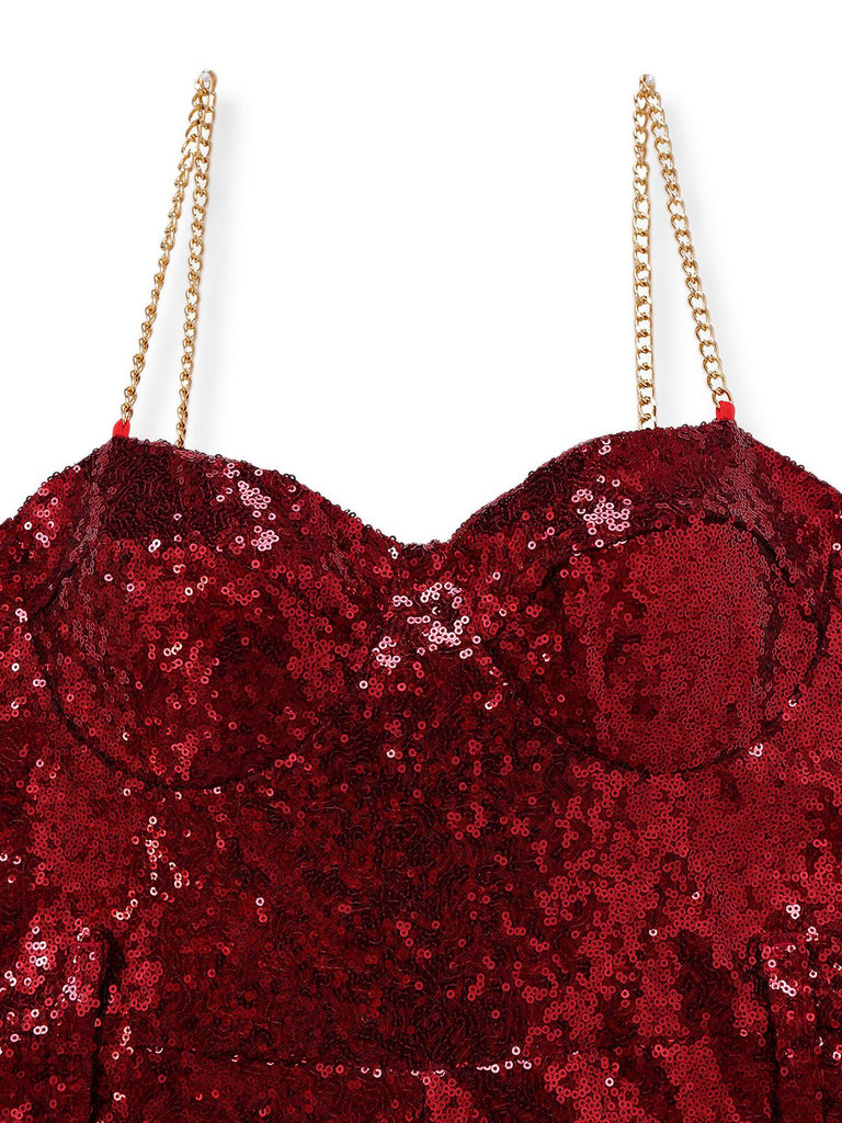 1970s Chain Strap Sequined Disco Jumpsuit