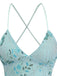 Ice Green 1980s Sequined Embroidered Floral Top
