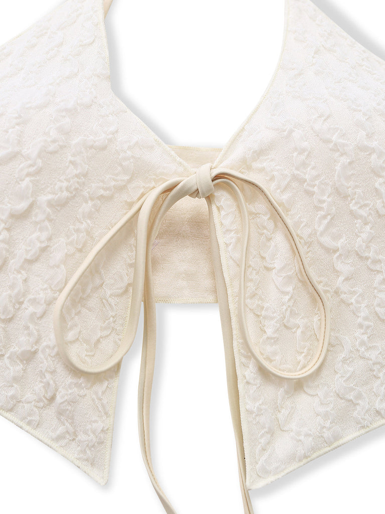 Ivory 1940s Textured Tie-Front Tankini Set - vintage fashion, retro style for vintage lovers