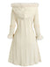 Ivory 1950s Knit Fur Trimmed Hooded Coat - vintage fashion, retro style