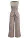 2PCS Solid 1940s Sleeveless Top & Wide-Leg Pants