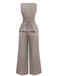 2PCS Solid 1940s Sleeveless Top & Wide-Leg Pants