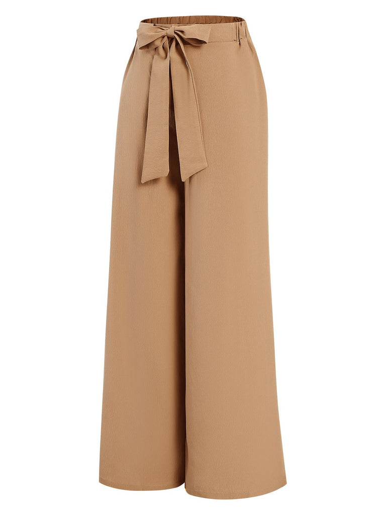 Khaki 1930s Solid Belt Pants, vintage fashion, retro style - perfect for women who love vintage and retro fashion