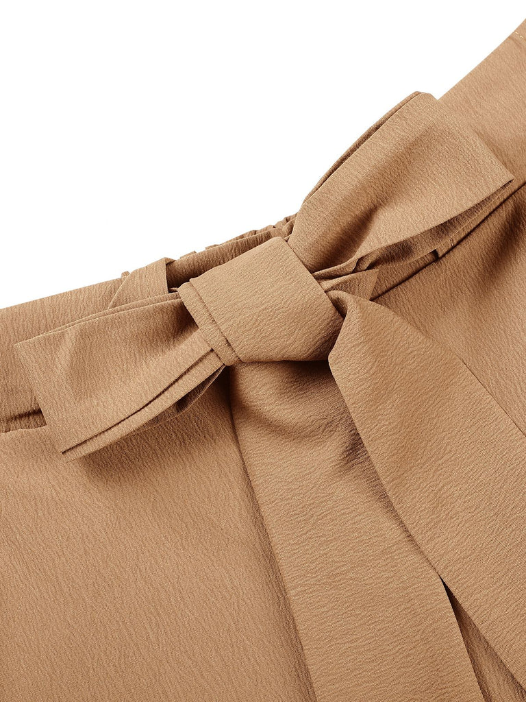 Khaki 1930s Solid Belt Pants, vintage fashion, retro style - perfect for women who love vintage and retro fashion
