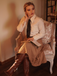 Khaki 1930s Striped Lapel Blouse Detachable Tie Dress - vintage dress, retro fashion for women