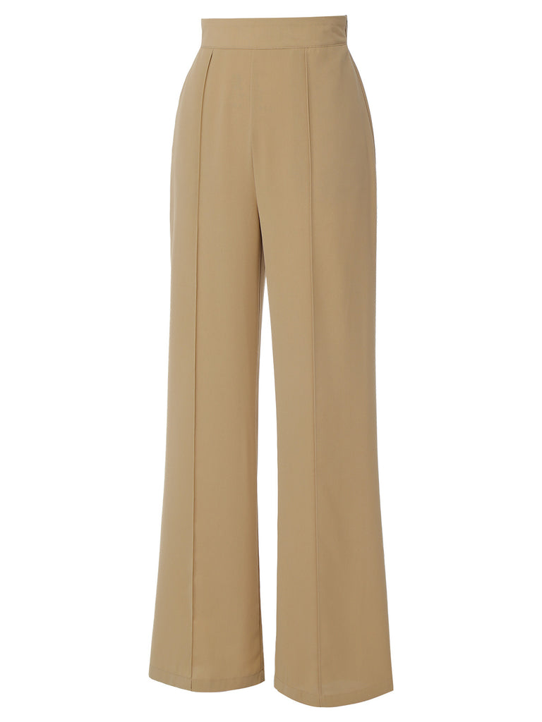 Khaki 1940s High Waist Wide Leg Pants, vintage fashion, retro style - perfect for women who love vintage and retro fashion