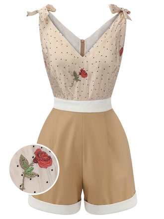 1950s Embroide VNeck Romper | 1950s | vintage romper, retro jumpsuit