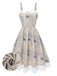 Khaki 1950s Newspaper Butterfly Patchwork Dress - vintage dress, retro fashion, rockabilly