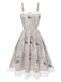 Khaki 1950s Newspaper Butterfly Patchwork Dress - vintage dress, retro fashion, rockabilly