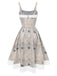 Khaki 1950s Newspaper Butterfly Patchwork Dress - vintage dress, retro fashion, rockabilly