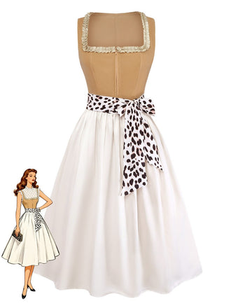 Khaki 1950s Vintage Classic Dress