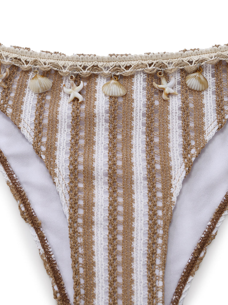 Khaki 1950s Striped Swimsuit
