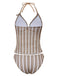 Khaki 1950s Striped Swimsuit