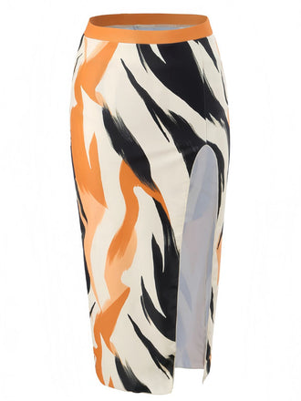 She finds her 1960s story in this Khaki 1960s Artistic Brush High Slits Cover-Up